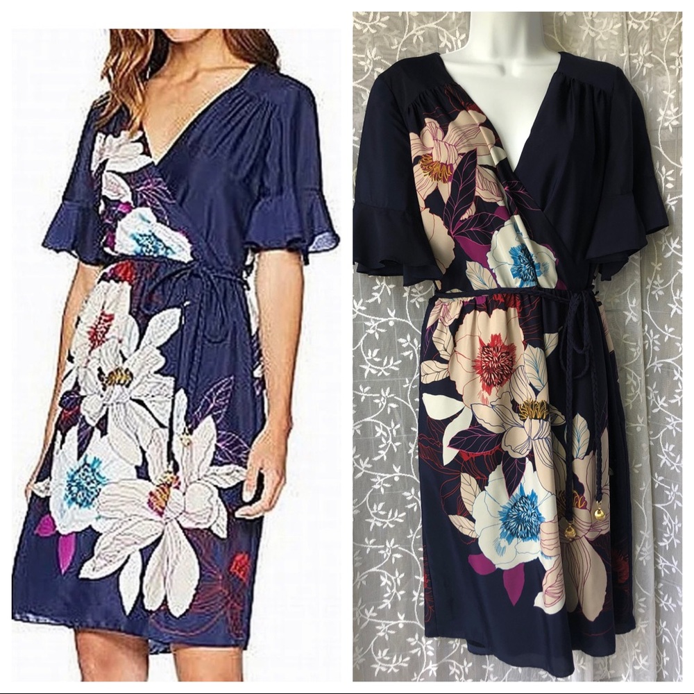 Trina Turk Short Sleeve Floral Print Dress - Large